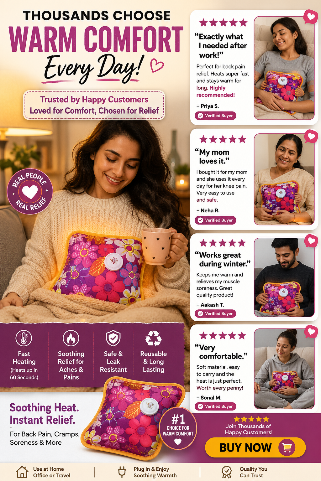 Rechargeable Heating Pad for Pain Relief
